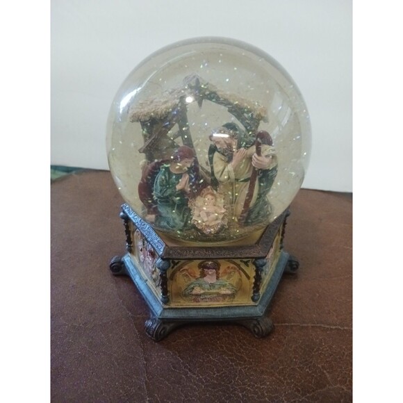 Nativity Snow Globe Music Box Kurt Adler Baby Jesus Christmas Joy To The World - Picture 5 of 6